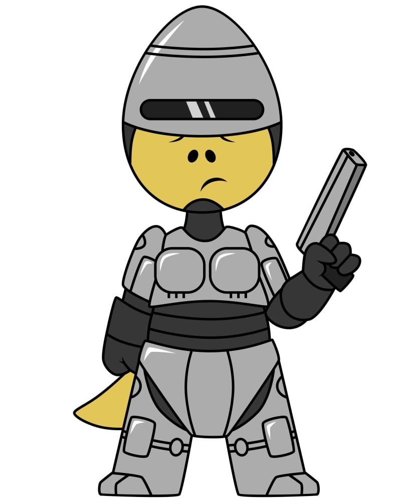 Illustration of a Tyrannosaurus Rex dressed as Robocop Canvas Art - Stocktrek Images (26 x 32)