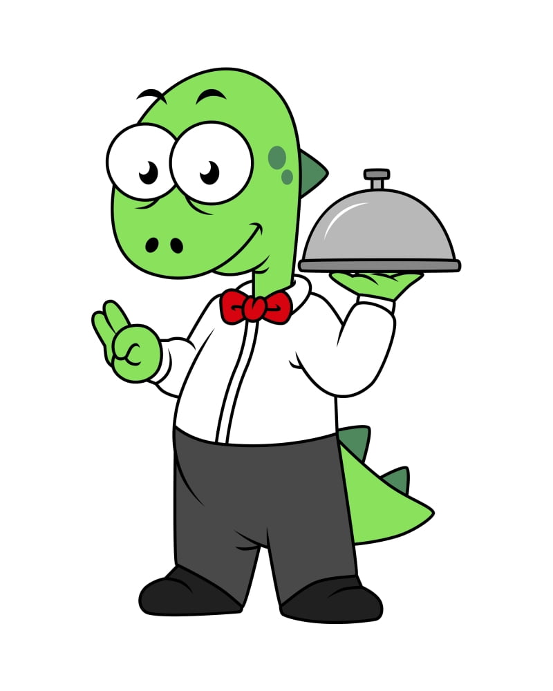 Illustration of a Tyrannosaurus Rex food waiter Canvas Art - Stocktrek Images (26 x 32)