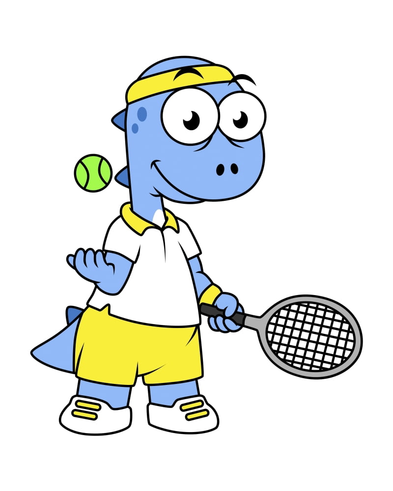 Illustration of a Tyrannosaurus Rex tennis player Canvas Art - Stocktrek Images (13 x 16)