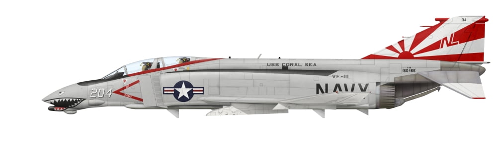 Illustration of a US Navy F-4N Phantom II Canvas Art - InkwormStocktrek Images (51 x 16)