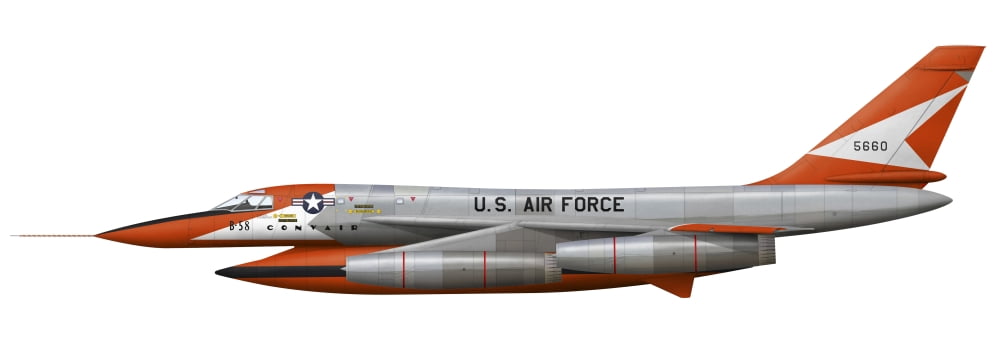 Illustration of a YB-58A-1-CF Hustler Canvas Art - InkwormStocktrek Images (24 x 9)