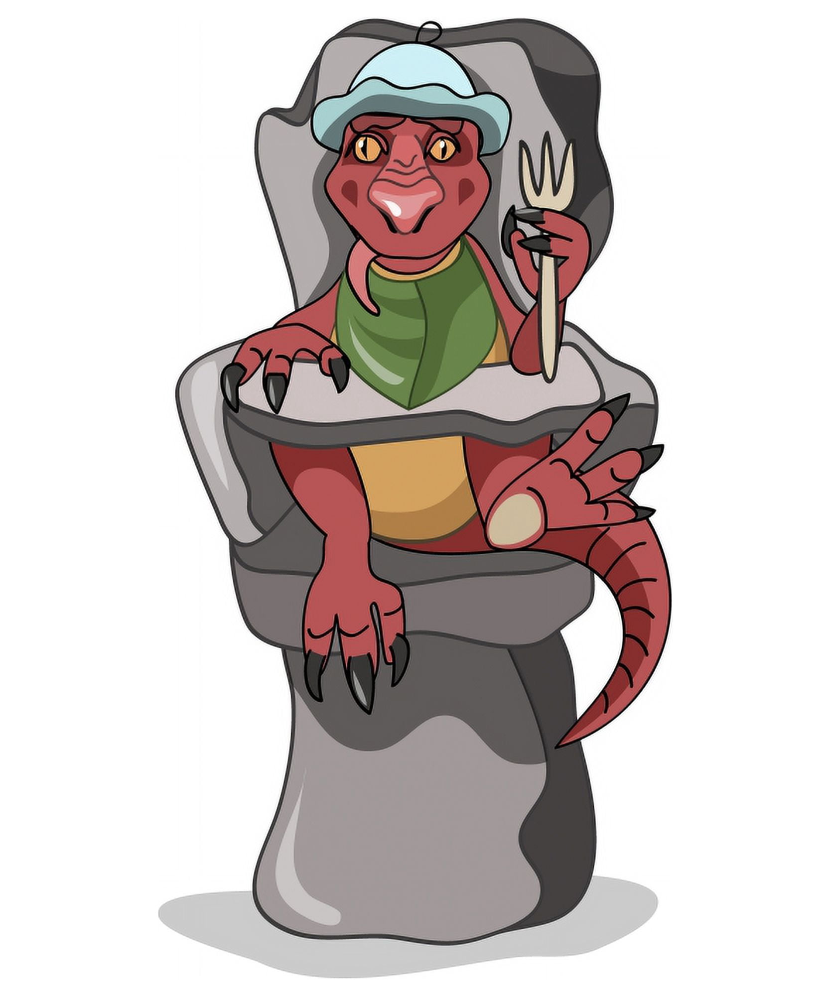Illustration of a baby Tyrannosaurus Rex sitting in a high chair Canvas Art - Stocktrek Images (26 x 32)