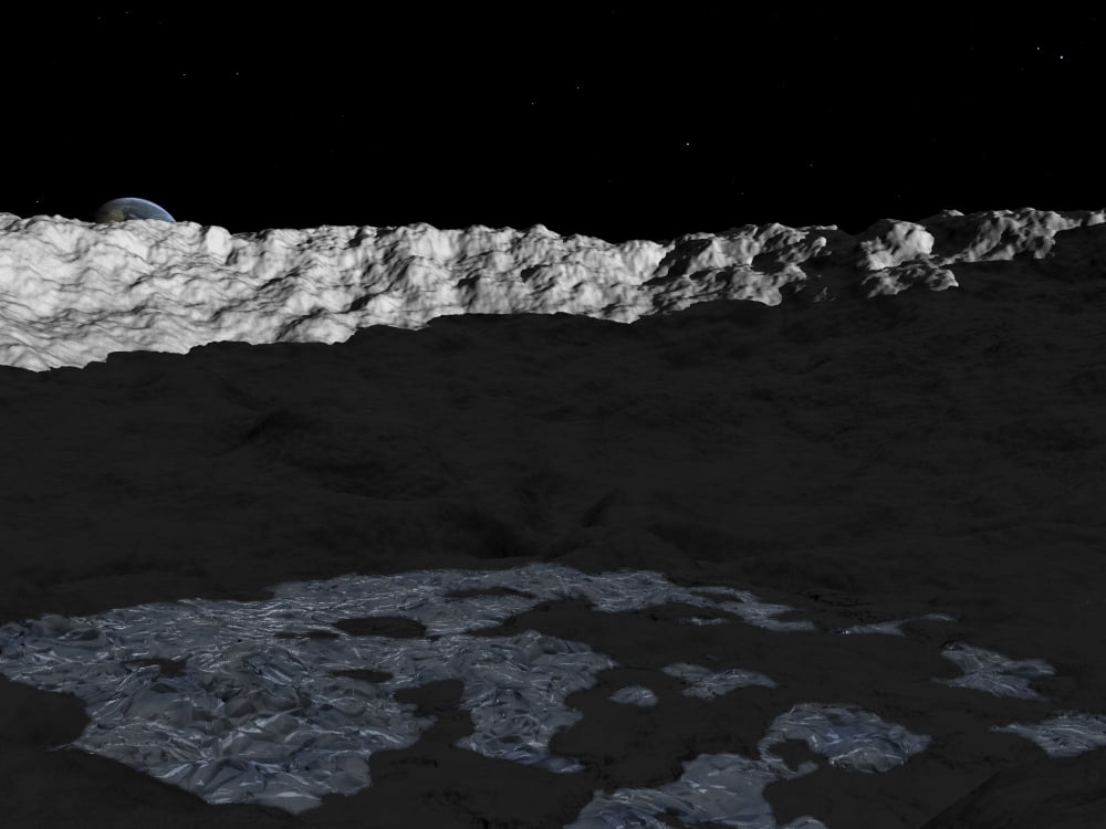 Illustration of a deep crater on the surface of the moon Canvas Art - Walter MyersStocktrek Images (33 x 25)
