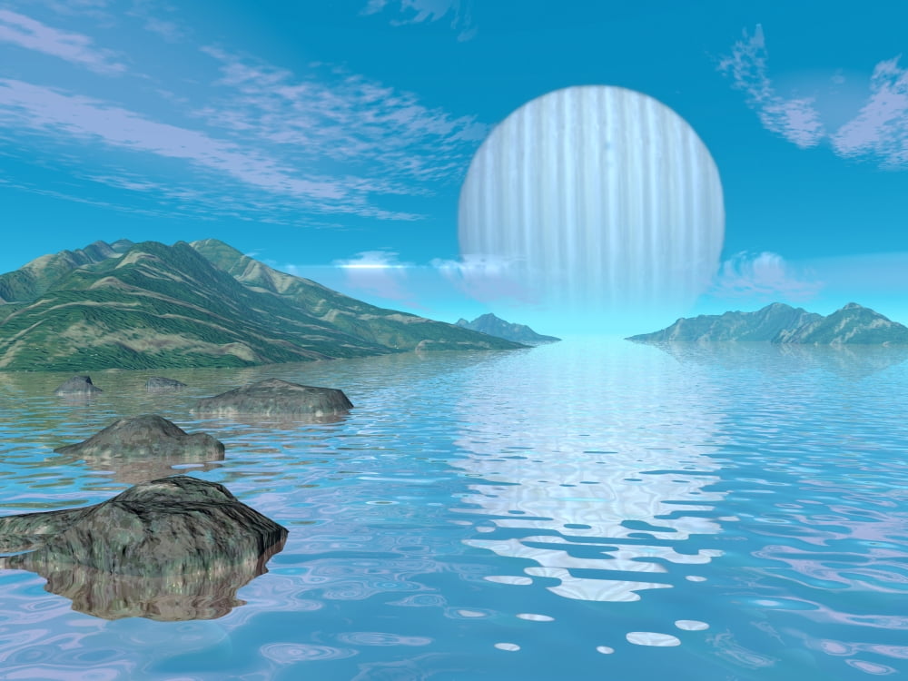 Illustration of a hypothetical idyllic landscape on a distant alien planet Canvas Art - Walter MyersStocktrek Images (17 x 13)