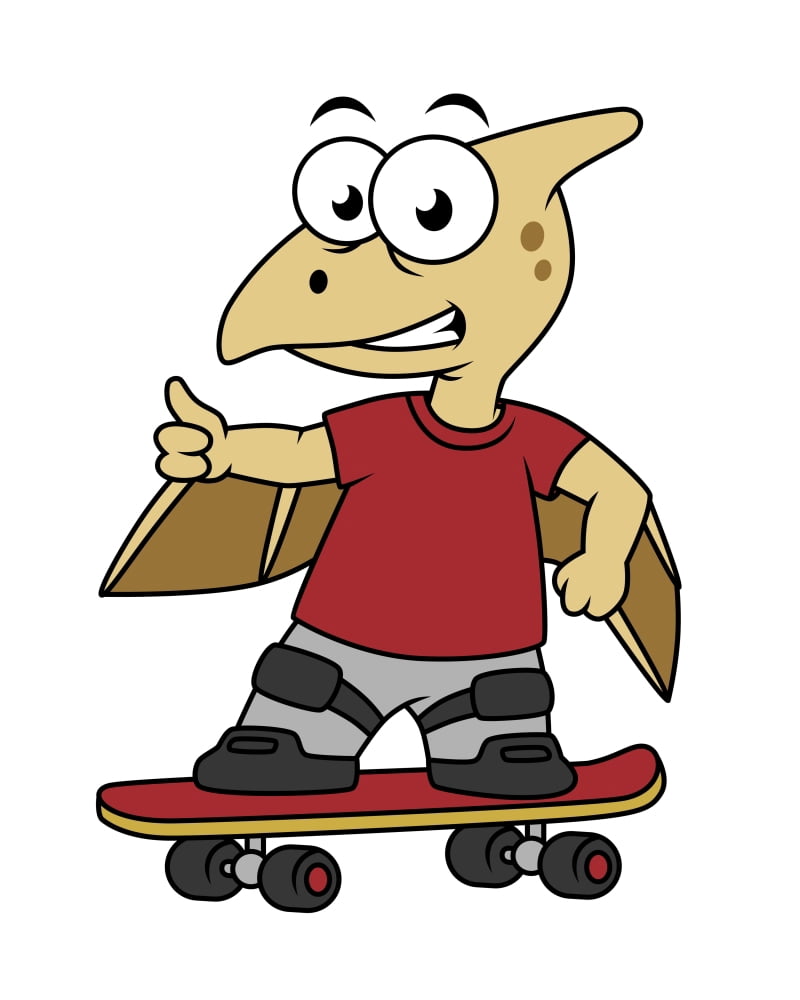 Illustration of a pterosaur skateboarding Canvas Art - Stocktrek Images (13 x 16)