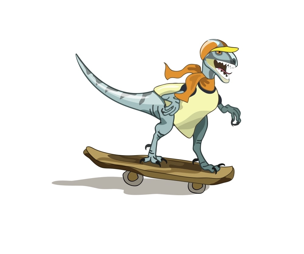 Illustration of a raptor skateboarding Canvas Art - Stocktrek Images (16 x 13)