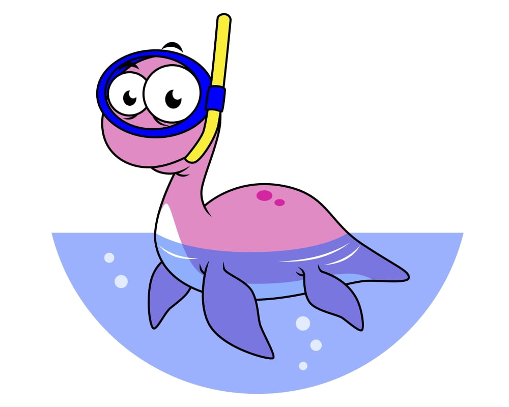 Illustration of a snorkeling Loch Ness Monster Canvas Art - Stocktrek Images (32 x 26)