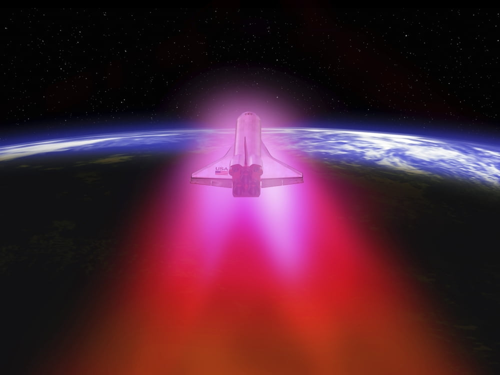 Illustration of a space shuttle re-entering the Earths atmosphere Canvas Art - Walter MyersStocktrek Images (33 x 25)