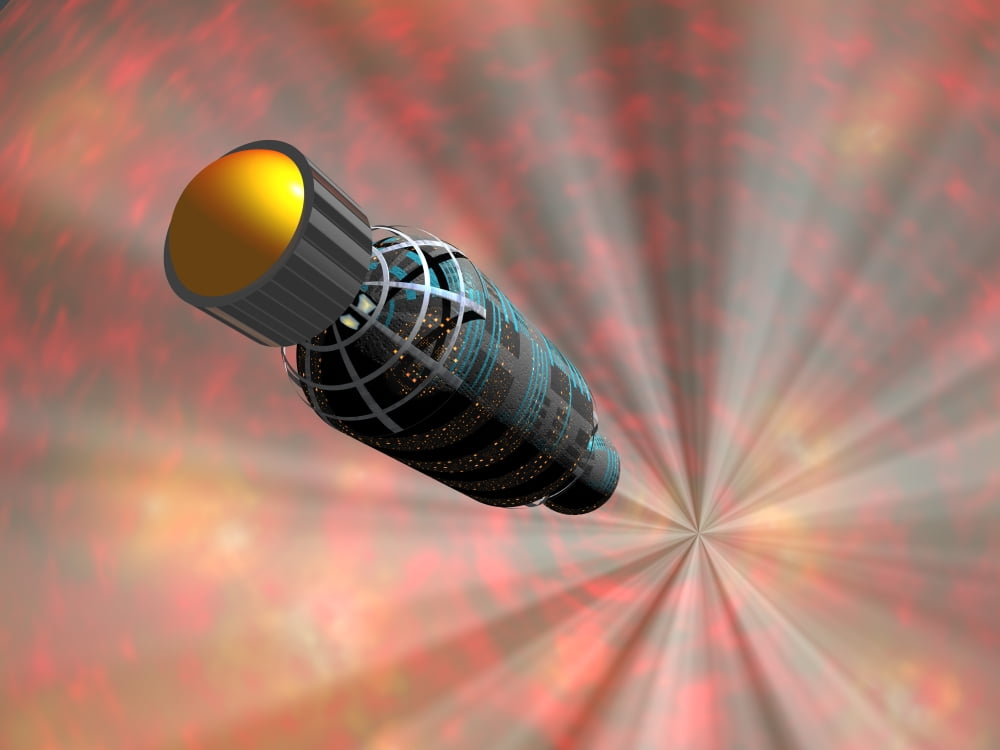Illustration of a spacecraft travelling faster than the speed of light Canvas Art - Walter MyersStocktrek Images (33 x 25)