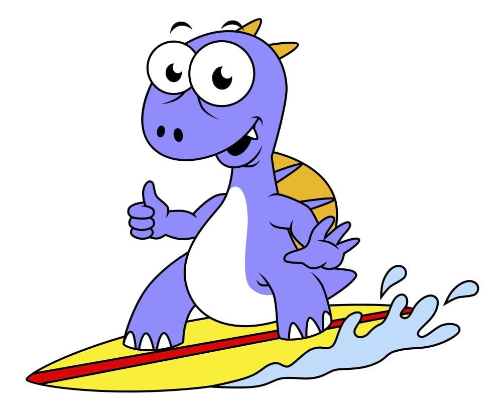 Illustration of a surfing Spinosaurus Canvas Art - Stocktrek Images (16 x 13)
