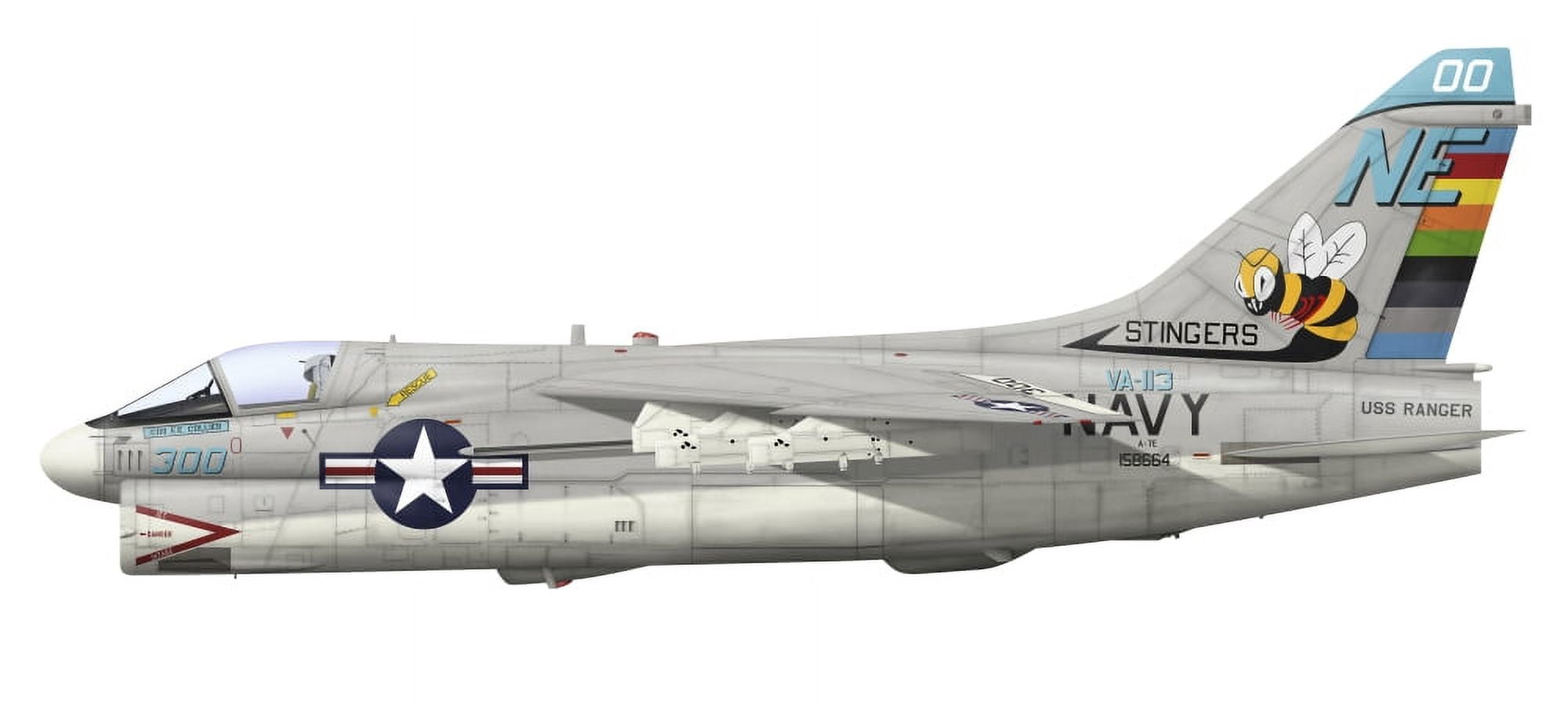 Illustration of an A-7E Corsair II NE-300 Canvas Art - InkwormStocktrek Images (22 x 10)