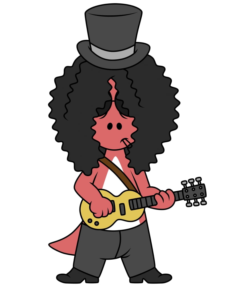 Illustration of an Allosaurus guitar playing dressed like Slash Canvas Art - Stocktrek Images (26 x 32)