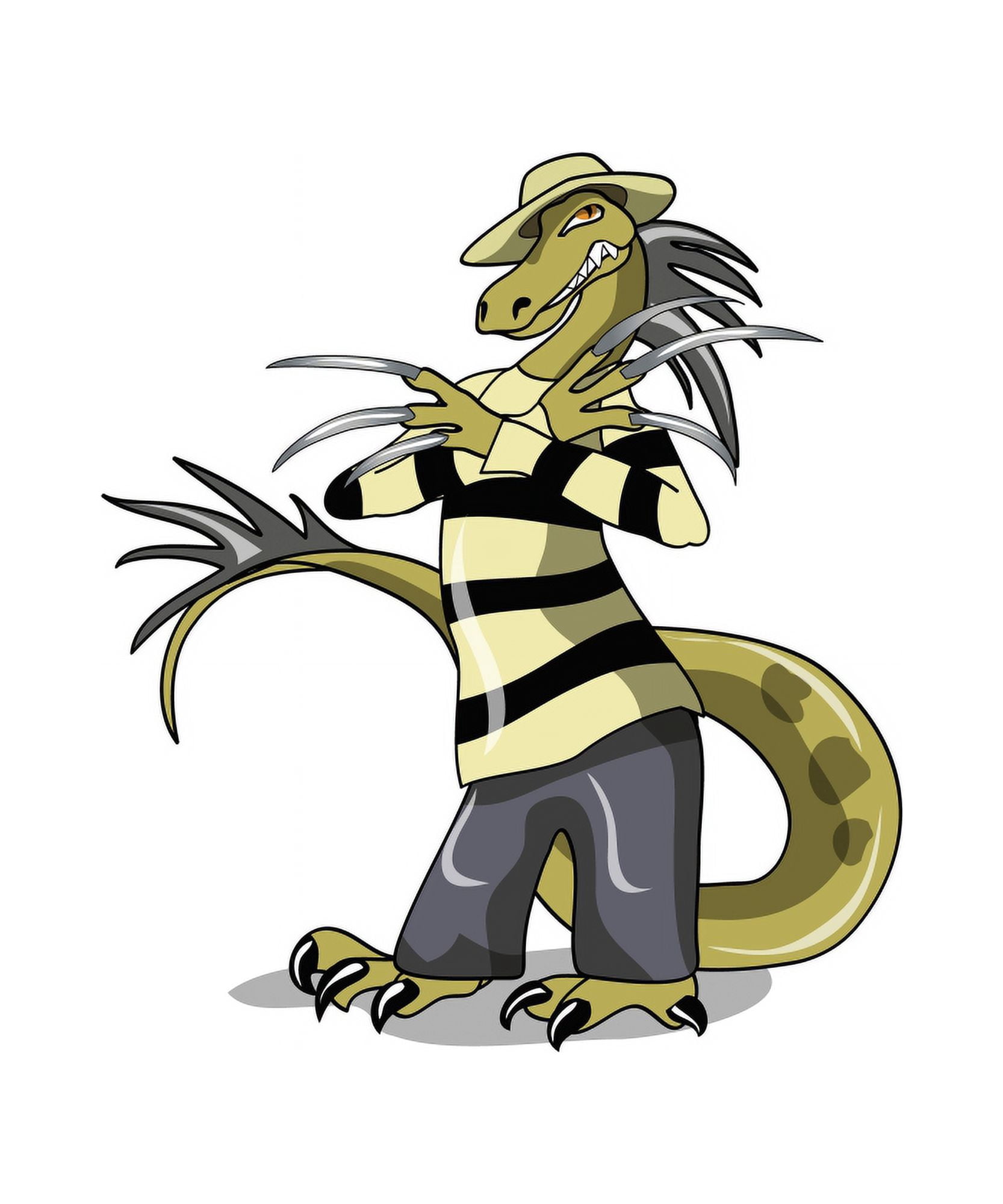 Illustration of an Amargasaurus posing as the fictional Freddy Krueger Canvas Art - Stocktrek Images (13 x 16)