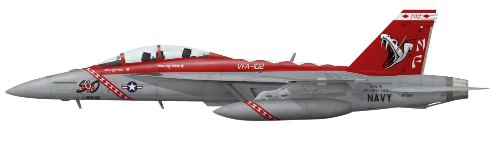 Illustration of an FA-18F Super Hornet assigned to VFA-102 Canvas Art - InkwormStocktrek Images (26 x 8)