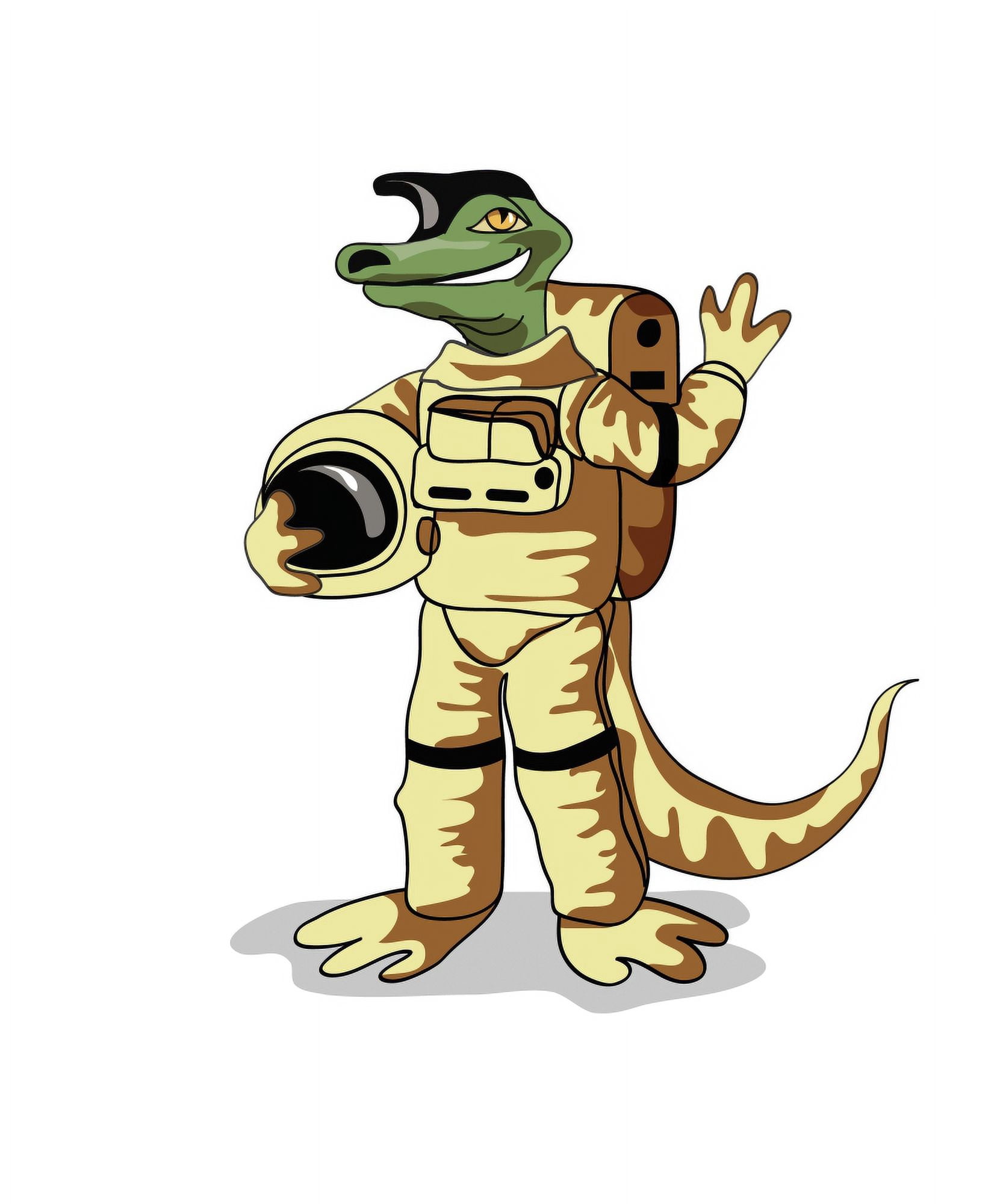 Illustration of an Iguanodon dressed in a cosmonaut spacesuit Canvas Art - Stocktrek Images (13 x 16)