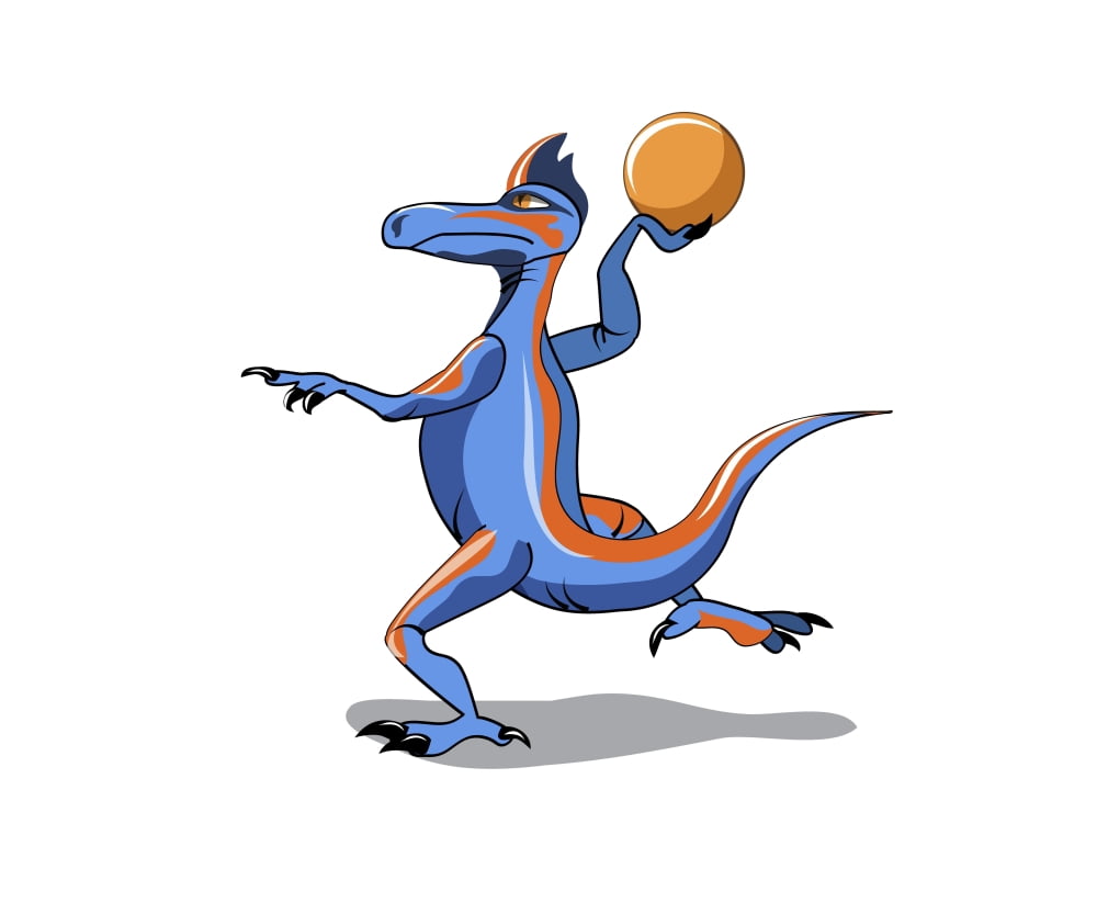 Illustration of an Iguanodon playing basketball Canvas Art - Stocktrek Images (16 x 13)