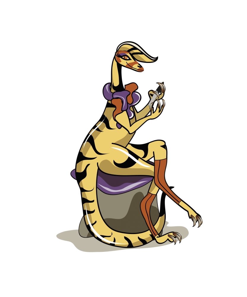 Illustration of an Iguanodon polishing her nails Canvas Art - Stocktrek Images (13 x 16)