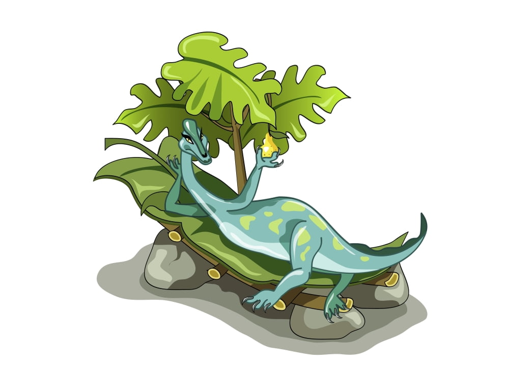 Illustration of an Iguanodon sunbathing Canvas Art - Stocktrek Images (33 x 25)
