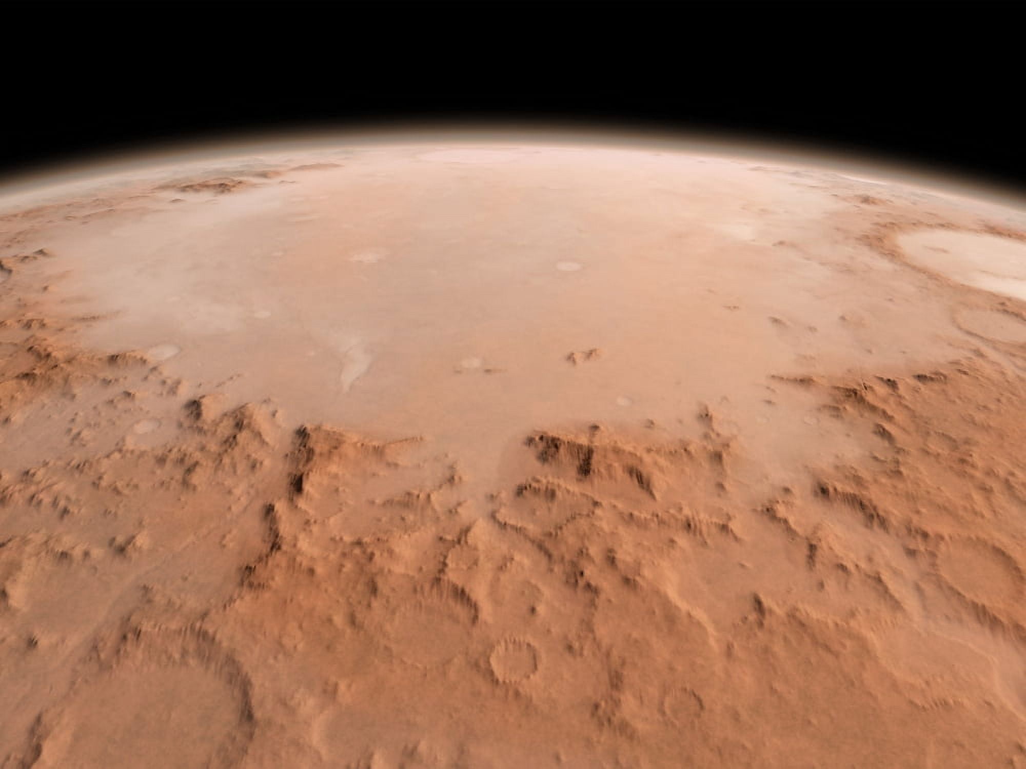 Illustration of the Argyre impact basin in the southern highlands of Mars Canvas Art - Walter MyersStocktrek Images (33 x 25)