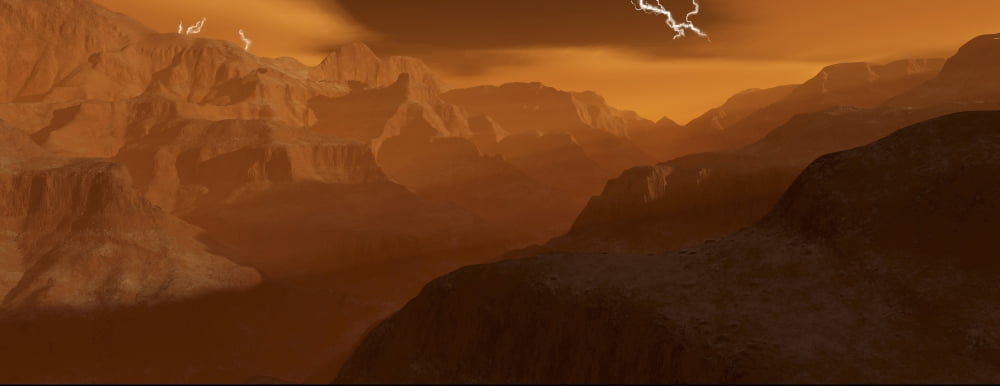 Illustration of the Maxwell Montes mountain range on the planet Venus Canvas Art - Ron MillerStocktrek Images (23 x 9)