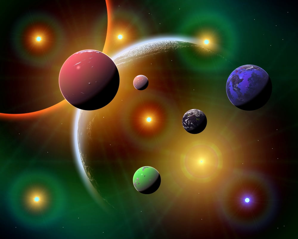 Illustration of the variations of stars and planets in the Milky Way galaxy Canvas Art - Mark StevensonStocktrek Images (16 x 13)