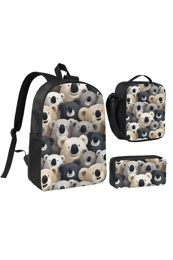Illustration of teddy bears Backpack Set,3PCS Backpack Set with Insulated Lunch Bag and Pencil Pouch,Travel Backpack,Large Capacity Daypack,Utility Organizer Set for Daily Use Travel