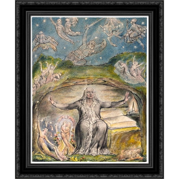 Illustration to Milton`s L`Allegro and Il Penseroso 20x24 Black Ornate Wood Framed Canvas Art by Blake, William