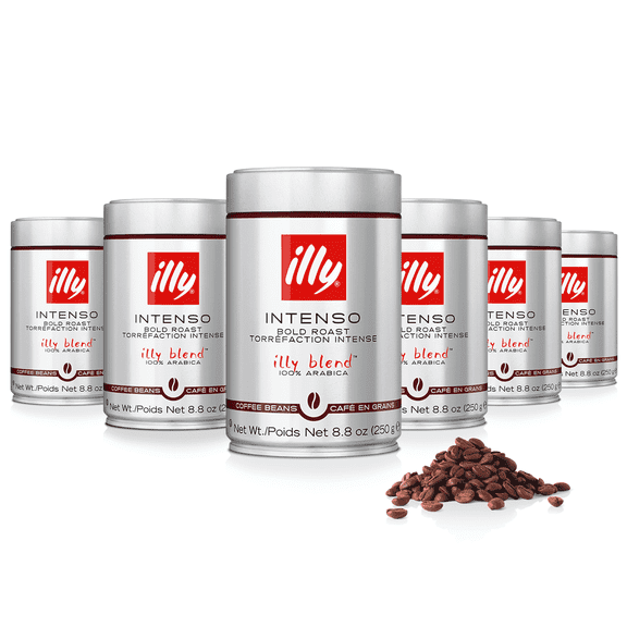 illy Whole Bean Coffee, Intenso Bold Roast, 100% Arabica, 8.8 oz, 6 Pack