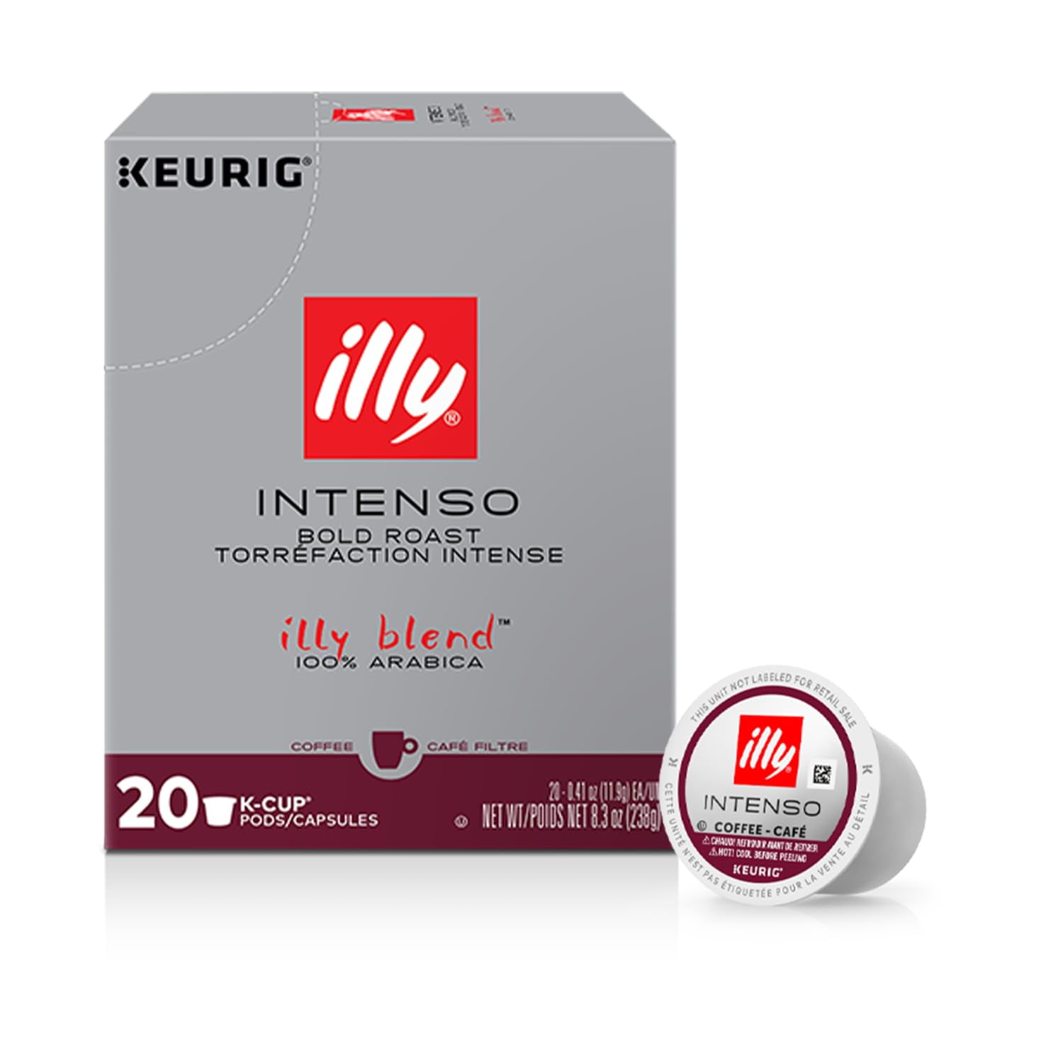 Illy Coffee K Cups - Pods For Keurig Machines – Intenso Dark Roast – Notes of Cocoa & Dried Fruit - Bold, Flavorful & Full-Bodied Flavor - No Preservatives – 20 Count