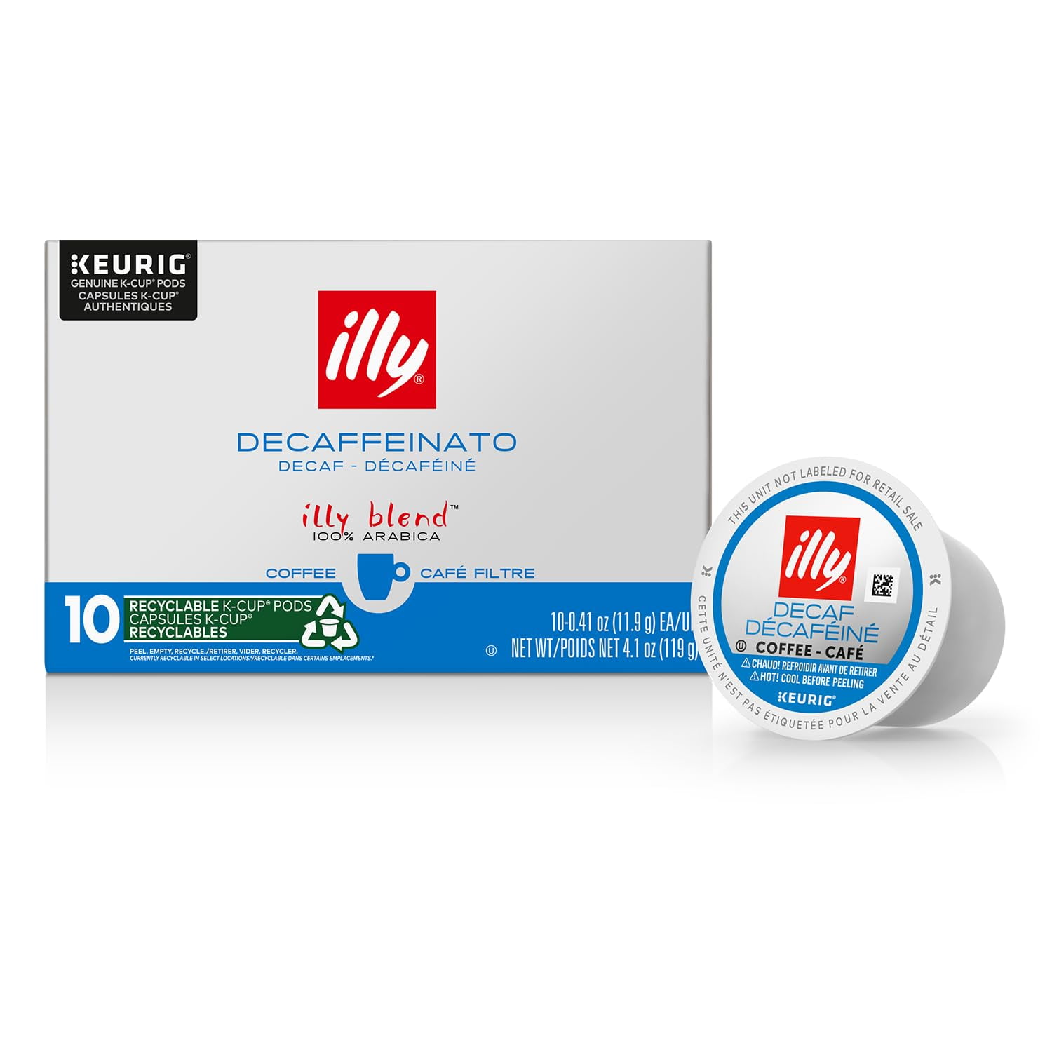 Illy Coffee K Cups - Coffee Pods For Keurig Coffee Maker Classico Decaf Roast Notes of Caramel - Mild, Flavorful & Balanced Flavor Pods of Coffee - No Preservatives 10 Count