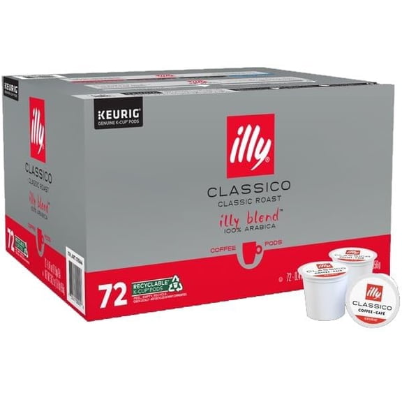 Illy Coffee K Cups - Pods For Keurig Machines Classico Roast - Caramel, Orange Blossom & Jasmine - Mild, Flavorful & Balanced Flavor - No Preservatives 72 Count
