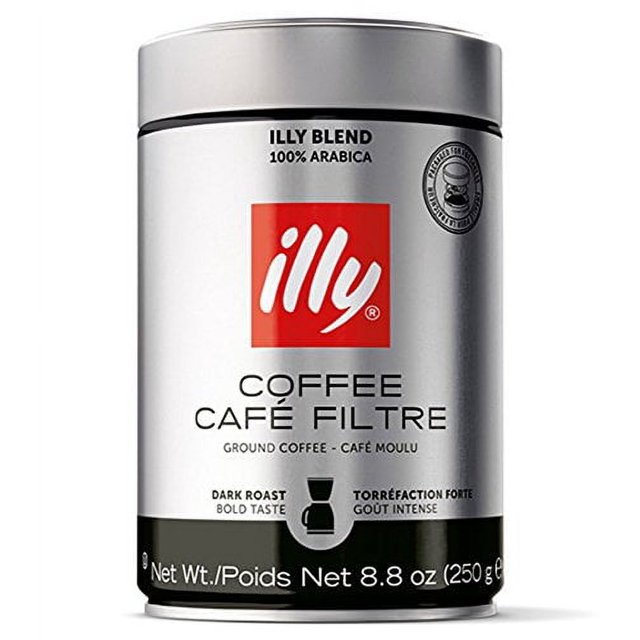 Illy Dark Roast Ground Coffee for Drip Coffeemakers & French Presses 8.