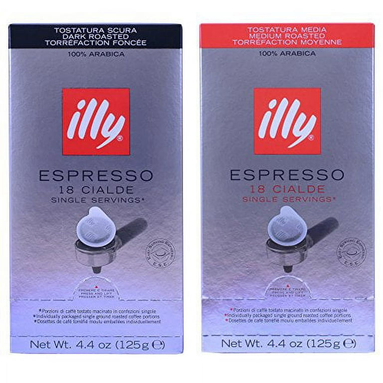 Illy Espresso Coffee ESE Pods Variety Pack (Dark Roast, 18 Count + Medium  Roast, 18 Count) 