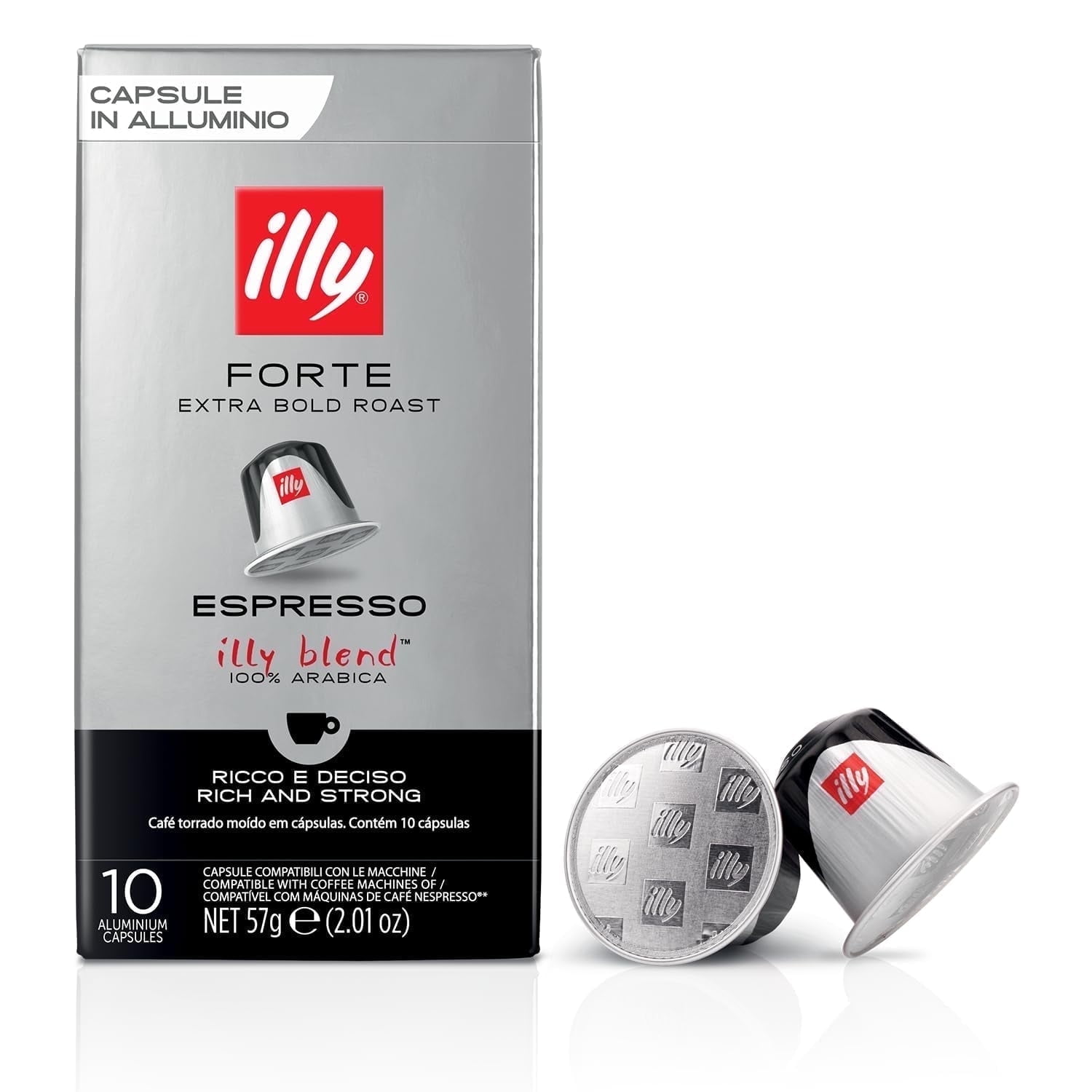 Illy Espresso Compatible Capsules, Forte Extra Bold Roast, 100% Arabica, 10 Count