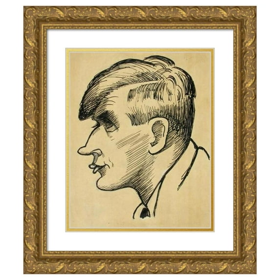 Ilmari Aalto 12x14 Gold Ornate Wood Frame and Double Matted Museum Art Print Titled - Composer Uuno Klami, Caricature (1933)