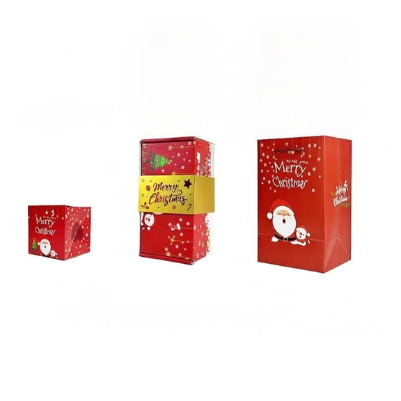 Ilmart Christmas Surprise Gift Box, 7.9x5.1-Inch, Includes 6 Pop-Up Boxes with Gift Bag, Festive Holiday Present for Family Friends
