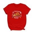 thumbnail image 1 of Ilomwu Womens Blouses Turkey Short Sleeve Thanksgiving Printed Womens Casual Blouse,Red,XL, 1 of 3