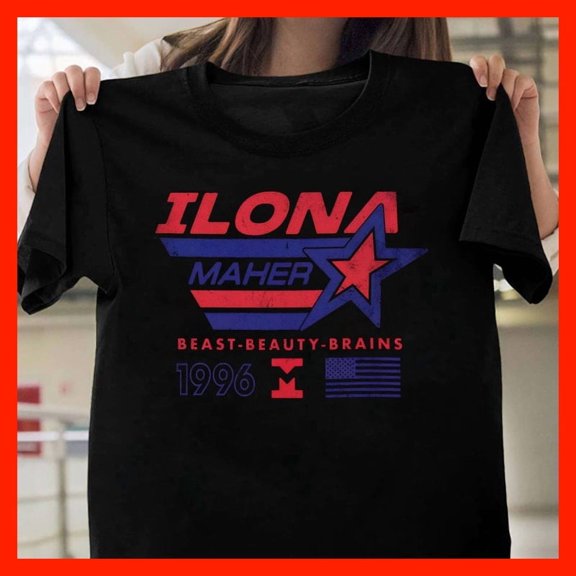 Ilona Maher 1996 Beast Beauty Brains Vintage Retro Campaign Style T-Shirt T1481, Comfort Fit for Everyone, Sizes S-5XL
