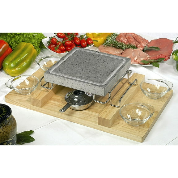 Ilsa 8.5 x 8.5 in. Square Lava Rock Plate with Stand44; 9 Piece