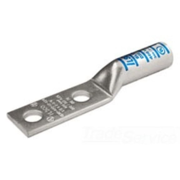 Ilsco CLND-500-12-134 Copper Long Barrel Compression Lug, 500kcmil, 1/2" Stud, 2-Hole, Brown 87