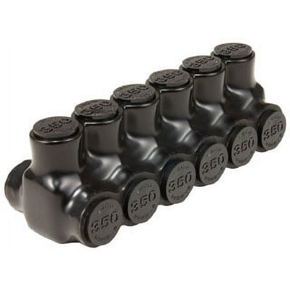 Ilsco PBTD-2-350 Insulated Multi-Tap Connector, 2 Port, 2 Side Entry, 6 AWG to 350 MCM, Aluminum Copper