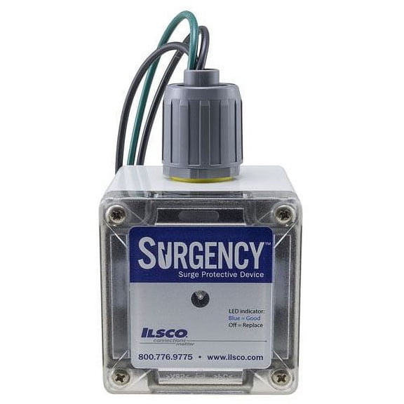 Ilsco RE-050-1R1X-C Surgency Surge Protection, Residential, Lead Wire Size 12, 1 Phase, Split System, 50kA Surge Current, 120/240 V, Indicator LED, Noise Filter, UL, CSA