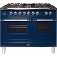 thumbnail image 1 of Ilve UPDN100FDMPBLX Nostalgie Series 40 Inch Dual Fuel Convection Freestanding Range, 5 Sealed Brass Burners, 4 cu.ft. Total Oven Capacity in Midnight Blue, Chrome Trim (Natural Gas), 1 of 3