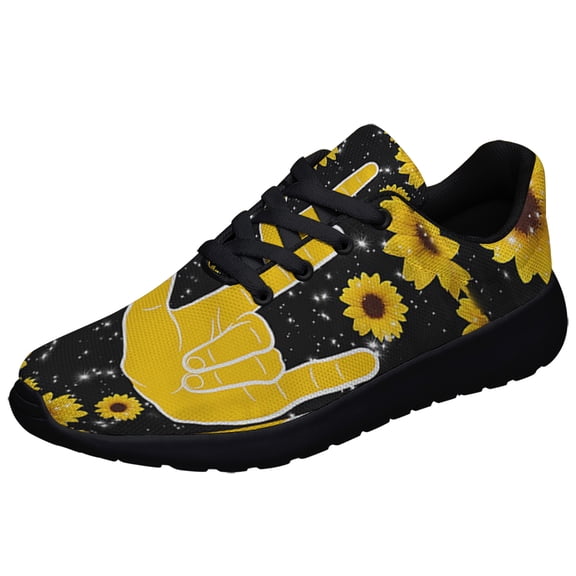 Ily Sign Language Sunflower Shoes Sneakers for Women Men Black Size 5