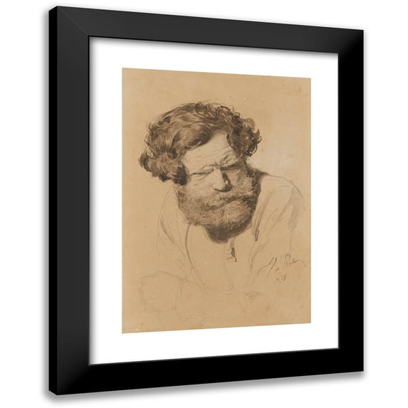 Ilya Efimovich Repin 11x14 Black Modern Framed Museum Art Print Titled - Portrait of a Russian Peasant (1871)