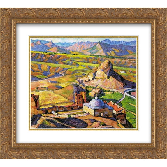 Ilya Mashkov 2x Matted 22x20 Gold Ornate Framed Art Print 'View of Genoese fortress in Sudak'
