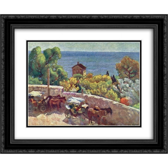 Ilya Mashkov 2x Matted 24x20 Black Ornate Framed Art Print 'Alupka. Park, cabrank'
