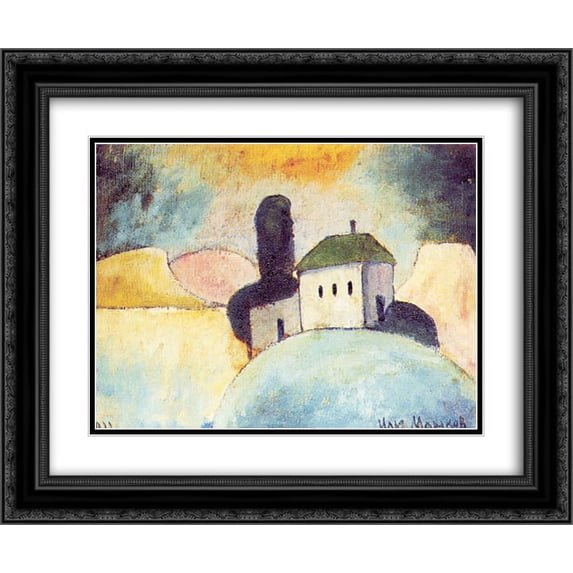 Ilya Mashkov 2x Matted 24x20 Black Ornate Framed Art Print 'Landscape with a house'
