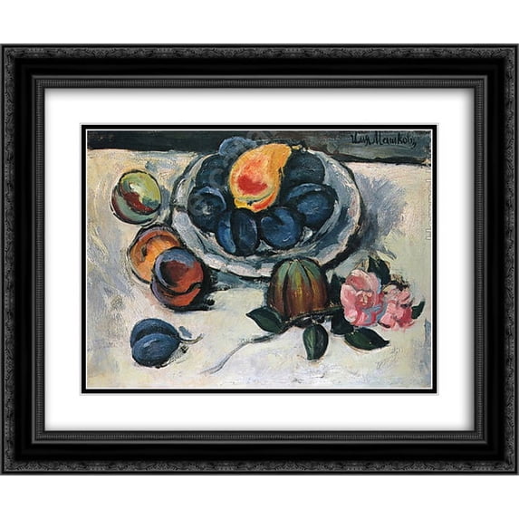 Ilya Mashkov 2x Matted 24x20 Black Ornate Framed Art Print 'Still life with plums'