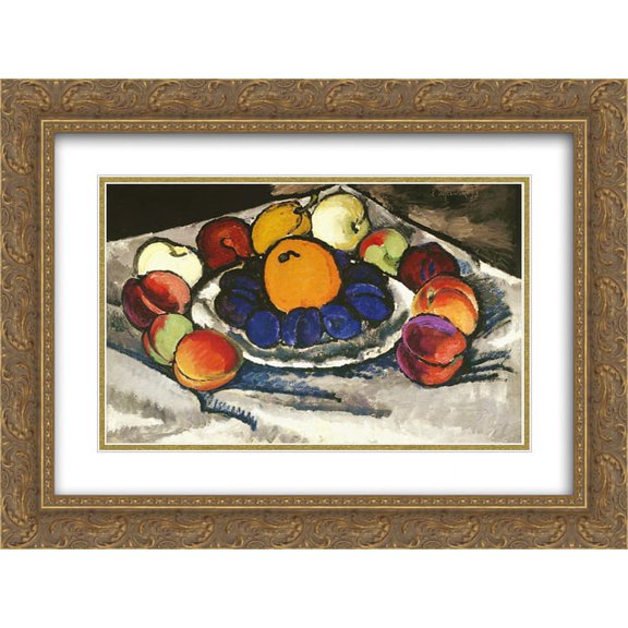 Ilya Mashkov 2x Matted 24x20 Gold Ornate Framed Art Print 'Fruit on the plate '